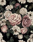 Papier peint floral - Roses et marguerites rétro