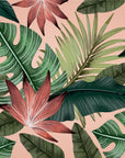 Papier peint tropical - Fleurs et feuilles exotiques