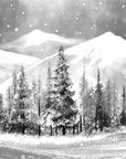 Papier peint noir et blanc - Neige en montagne