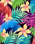 Papier Peint Tropical - Fleurs et Feuilles Colorées