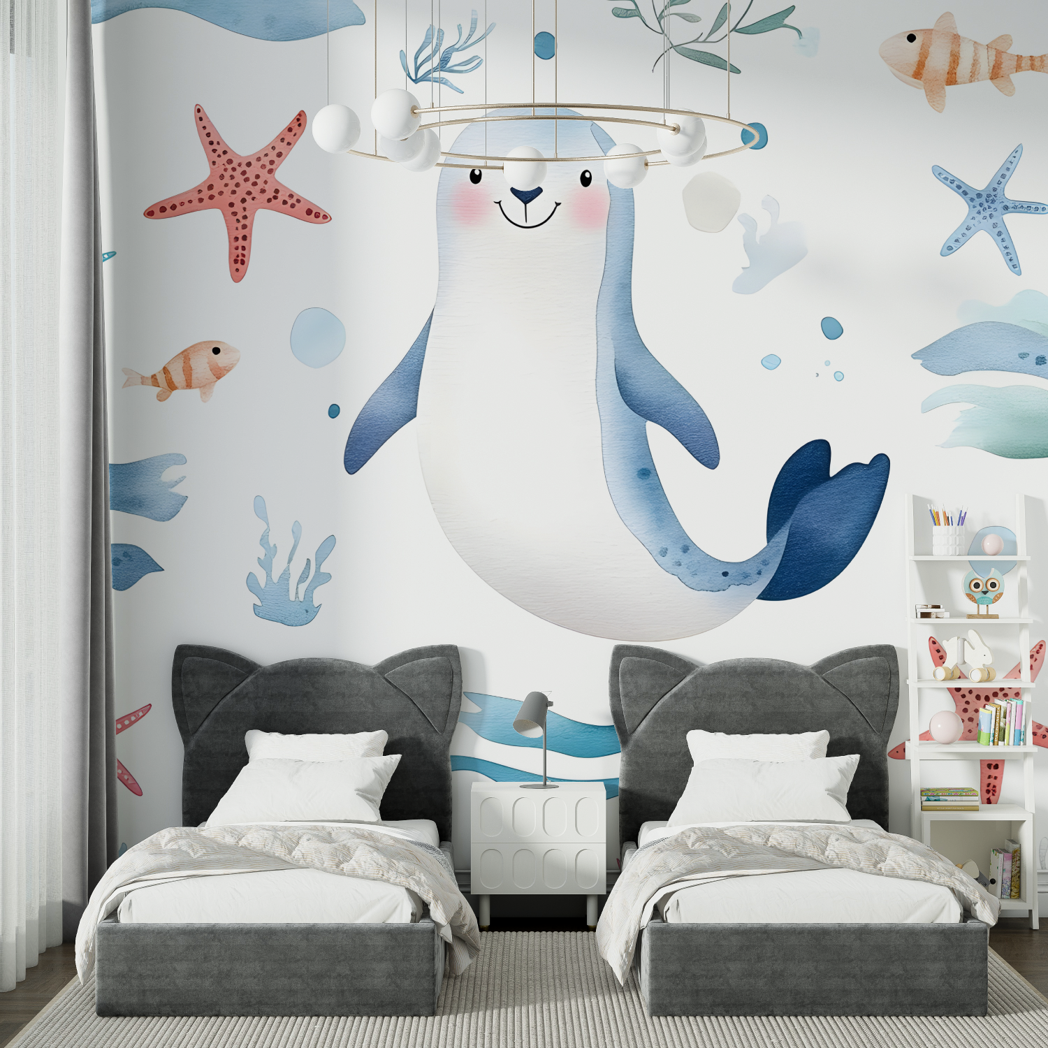 Papier Peint Enfant - Animaux Marins Joyeux