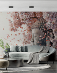 Papier peint japonais - Bouddha sous les cerisiers