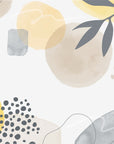 Papier peint abstrait - Feuilles et formes jaunes et bleues