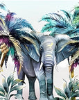 Papier peint animaux - Éléphant sous les palmiers