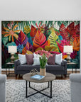 Papier peint tropical - Feuilles exotiques colorées