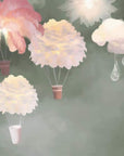 Papier peint enfant - Montgolfières fleuries dans les nuages