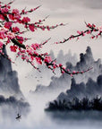 Papier peint japonais - Cerisiers dans la brume