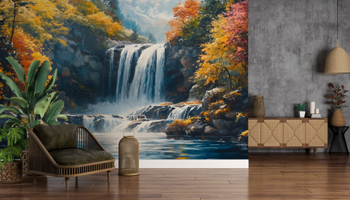 Waterfall wallpaper - floral autumn falls