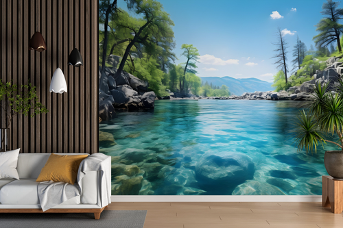Waterfall wallpaper - azure natural pool