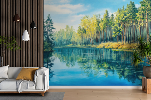 Forest wallpaper - blue woodland river