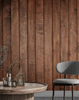 Papier peint bois - Planches brunes vieillies