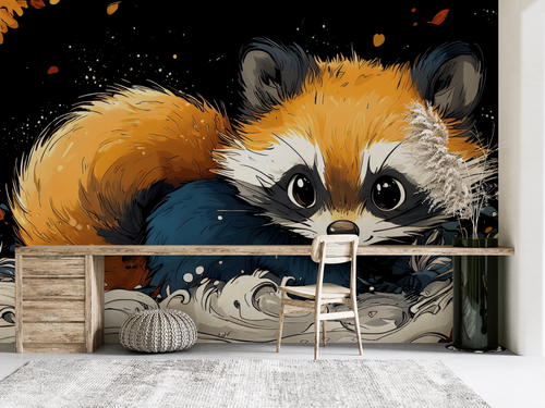 Animal wallpaper - little raccoon in the foliage