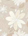 Papier peint floral - Fleurs beiges aux pétales fins