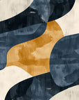 Papier Peint Abstrait - Art Contemporain Bleu et Doré