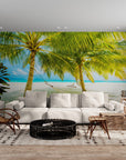 Papier peint tropical - Plage et palmiers