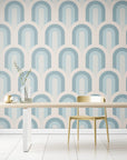 Papier peint géométrique - Motifs en arche rétro