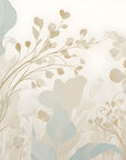Papier Peint Design - Floral Bleu Et Beige