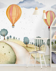 Papier Peint Enfant - Route De Montagne Et Montgolfières