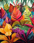 Papier peint tropical - Feuilles exotiques colorées