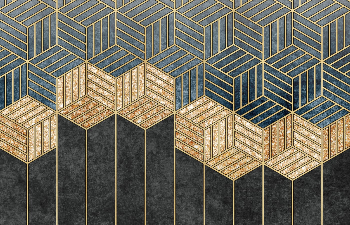 Papier Peint Géométrique - Illusion Cubique