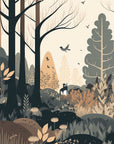 Papier peint enfant - Animaux dans les bois