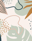 Papier Peint Rétro - Abstrait Pastel et Feuilles
