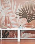 Papier Peint Tropical - Palmes en Dégradé Rosé