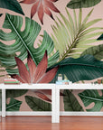 Papier peint tropical - Fleurs et feuilles exotiques