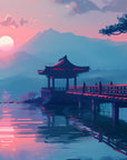 Papier peint japonais - Coucher de soleil