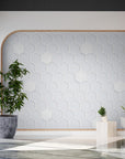 Papier peint géométrique - Alvéoles blanches en relief