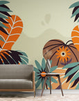Papier Peint Tropical - Feuilles Abstraites Colorées