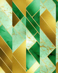 Papier Peint Géométrique - Marbre Vert et Doré
