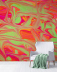 Papier peint rétro - Tourbillon psychédélique multicolore