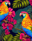 Papier Peint Tropical - Perroquets Exotiques et Fleurs