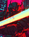 Papel tapiz cyberpunk - Sable de neón rosa y azul