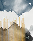 Abstract behang - Zwarte en gouden vormen in aquarel