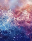 Papier peint abstrait - Forêt rose et bleue sous un ciel étoilé