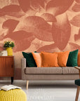 Papier Peint Abstrait - Feuillage Terracotta