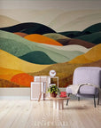 Papier Peint Abstrait - Montagnes En Couleurs Vibrantes