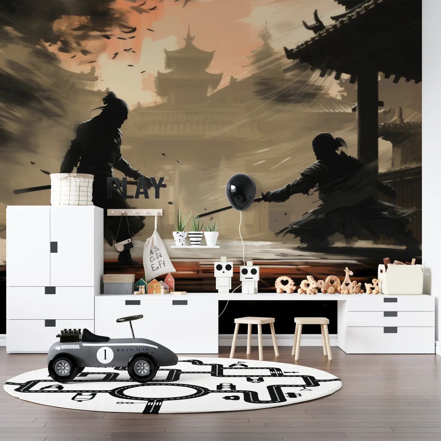 Papier Peint Japonais - Duel Silencieux dans un Temple
