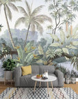 Papier Peint Tropical – Palmiers Brumeux et Feuillage Exotique