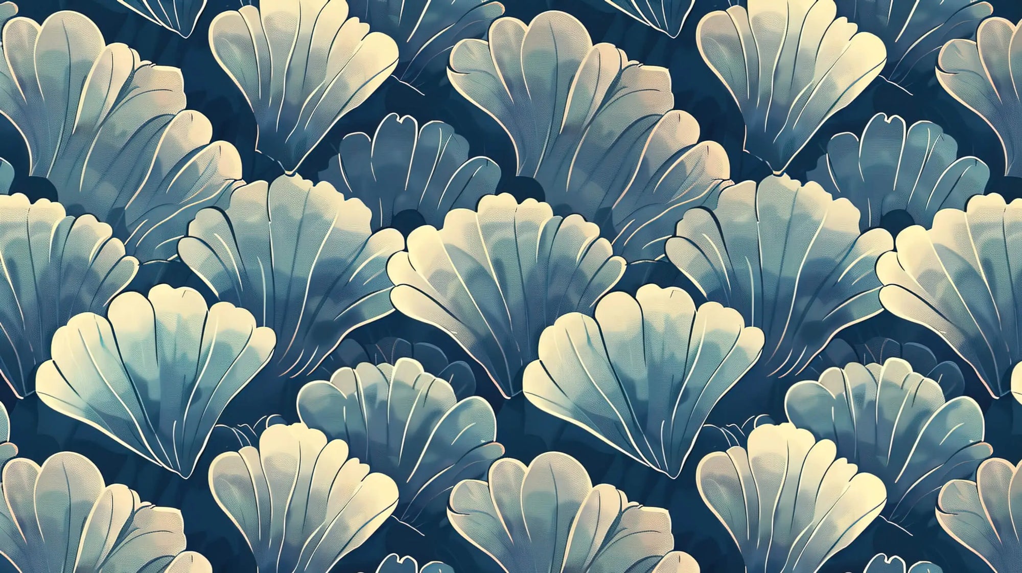 Papier Peint Japonais - Feuilles de Ginkgo Claire