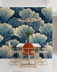 Papier peint japonais - Feuilles de ginkgo claire