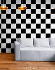 Papier Peint Art & Déco - Damier Noir Et Blanc