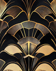 Papier peint art déco - Grands éventails noirs et dorés