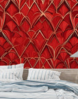 Papier Peint Géométrique - Motifs Art Déco Rouge