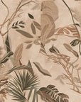 Papier peint tropical - Feuillage exotique beige