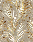 Papier Peint Tropical - Palmes dorées sur fond beige