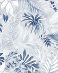 Papier Peint Tropical - Fleurs et Feuilles Blanches et Bleues