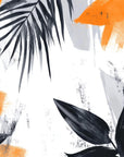 Papier Peint Noir et Blanc - Feuilles Graphiques Orange